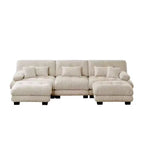 Canapé modulable de luxe MAYEERTY avec 2 poufs, canapé nuage en forme de U pour salon, couleur café clair