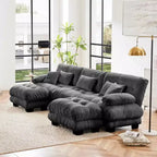 Canapé d'angle modulable de luxe MAYEERTY en forme de U avec 2 poufs pour salon, gris