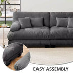 Canapé d'angle modulable de luxe MAYEERTY en forme de U avec 2 poufs pour salon, gris