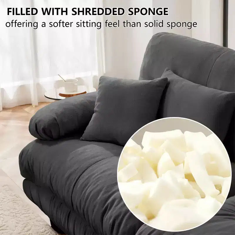 Canapé d'angle modulable de luxe MAYEERTY en forme de U avec 2 poufs pour salon, gris