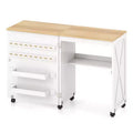 Costway Folding Sewing Table w/ Compact Design Storage Shelf 2 Trays and 18 Pegs