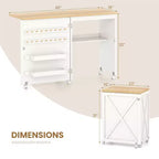 Table de couture pliante Costway avec étagère de rangement au design compact, 2 tiroirs et 18 chevilles