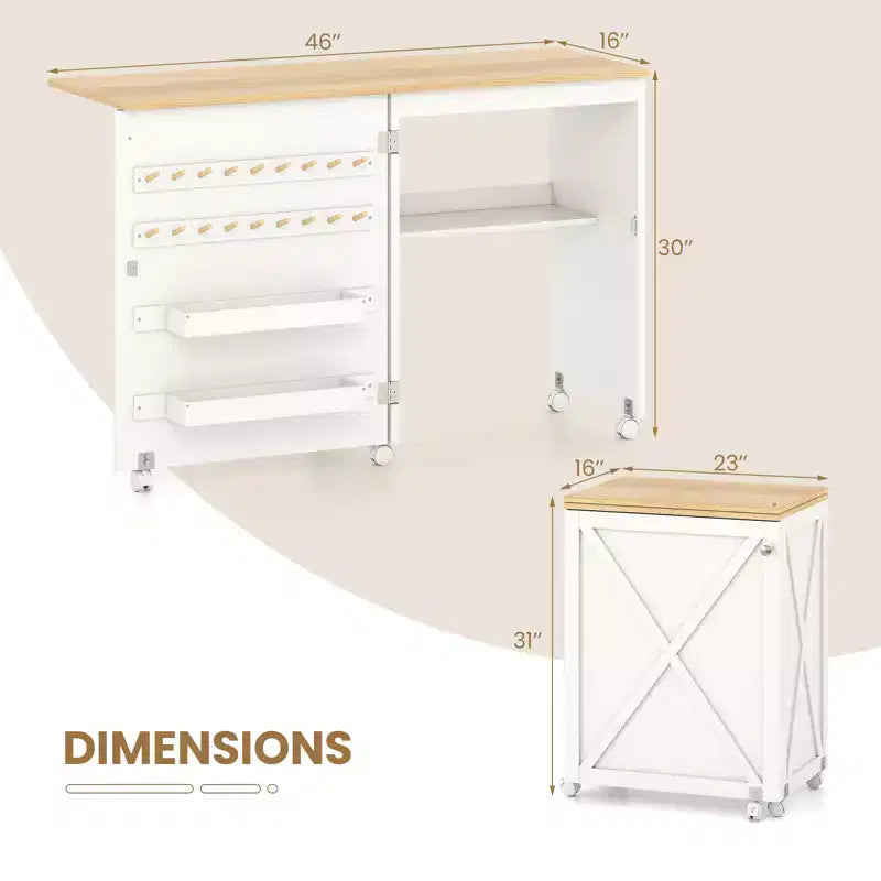 Table de couture pliante Costway avec étagère de rangement au design compact, 2 tiroirs et 18 chevilles