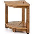 Corner Shower Bench 16.5 Inch Faux Wood Grain Stool with Storage Shelf 350 lbs Capacity Water Resistant Polystyrene with Drainage Holes