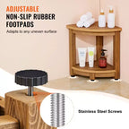 Banc de douche d'angle 42 cm aspect bois avec étagère de rangement Capacité 159 kg Polystyrène résistant à l'eau avec trous de drainage