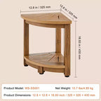 Banc de douche d'angle 42 cm aspect bois avec étagère de rangement Capacité 159 kg Polystyrène résistant à l'eau avec trous de drainage