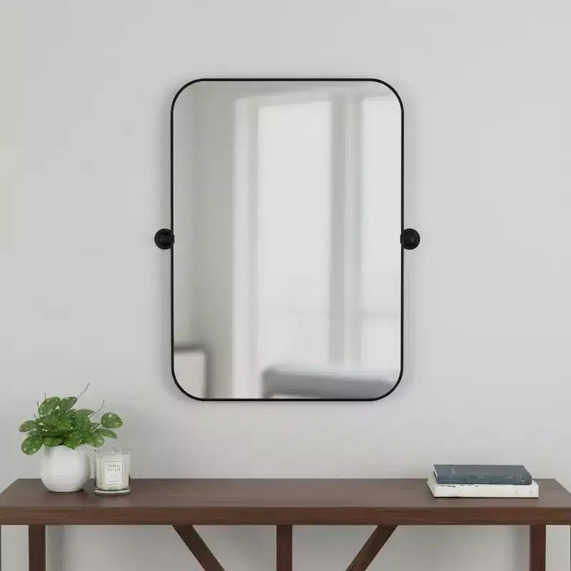 Miroir d'appoint HomeRoots 31 po, cadre en métal noir inclinable