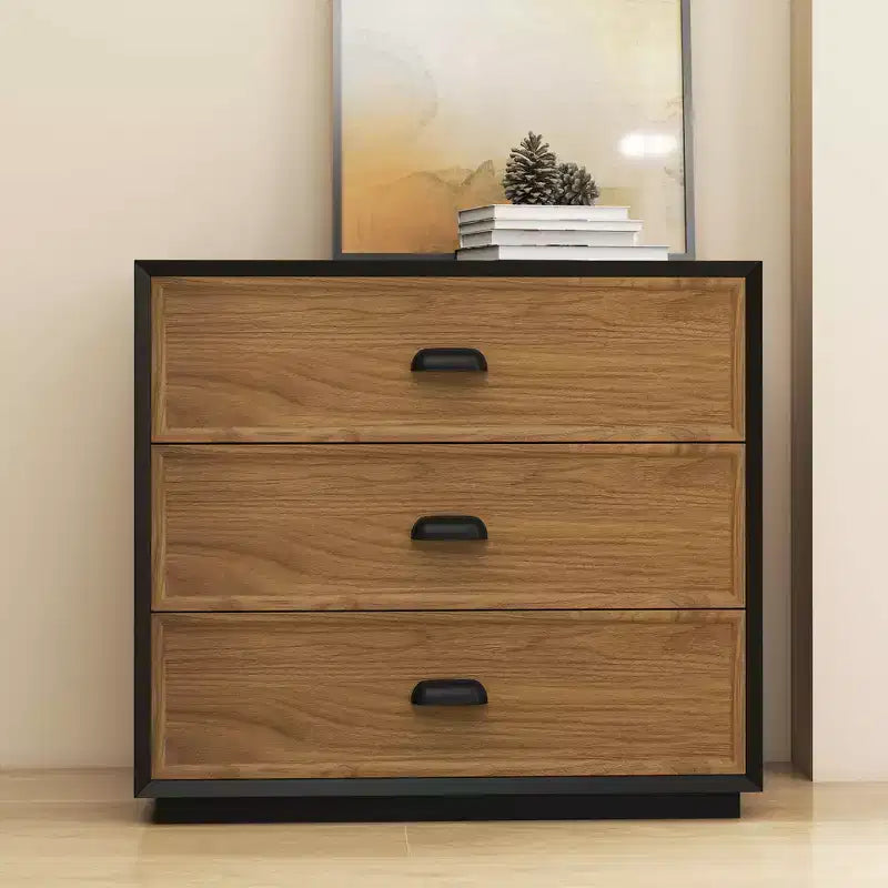 31.49 Commode verticale moderne à 4 tiroirs en noyer noir bicolore avec poignées en métal Gaoyangjiaju