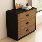 31.49 Commode verticale moderne à 4 tiroirs en noyer noir bicolore avec poignées en métal Gaoyangjiaju