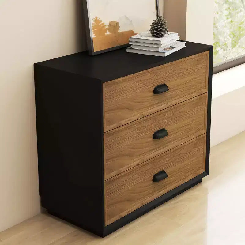 31.49 Commode verticale moderne à 4 tiroirs en noyer noir bicolore avec poignées en métal Gaoyangjiaju