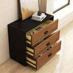 31.49 Commode verticale moderne à 4 tiroirs en noyer noir bicolore avec poignées en métal Gaoyangjiaju