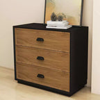 31.49 Commode verticale moderne à 4 tiroirs en noyer noir bicolore avec poignées en métal Gaoyangjiaju