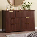 Fluted 7-Drawer Dresser, 47.24 Wide Modern Chest with Metal Handle for Bedroom, Walnut