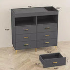 Commode de chambre de bébé avec table à langer et lumières LED, commode de bébé à 6 tiroirs avec ports USB, certifiée anti-basculement