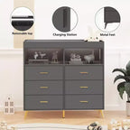 Commode de chambre de bébé avec table à langer et lumières LED, commode de bébé à 6 tiroirs avec ports USB, certifiée anti-basculement