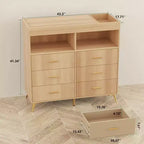 Commode de chambre de bébé avec table à langer et lumières LED, commode de bébé à 6 tiroirs avec ports USB, certifiée anti-basculement