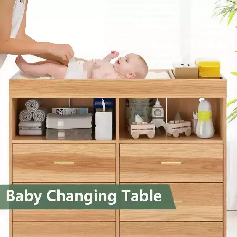 Commode de chambre de bébé avec table à langer et lumières LED, commode de bébé à 6 tiroirs avec ports USB, certifiée anti-basculement