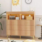 Commode de chambre de bébé avec table à langer et lumières LED, commode de bébé à 6 tiroirs avec ports USB, certifiée anti-basculement