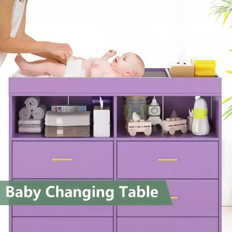 Commode de chambre de bébé avec table à langer et lumières LED, commode de bébé à 6 tiroirs avec ports USB, certifiée anti-basculement