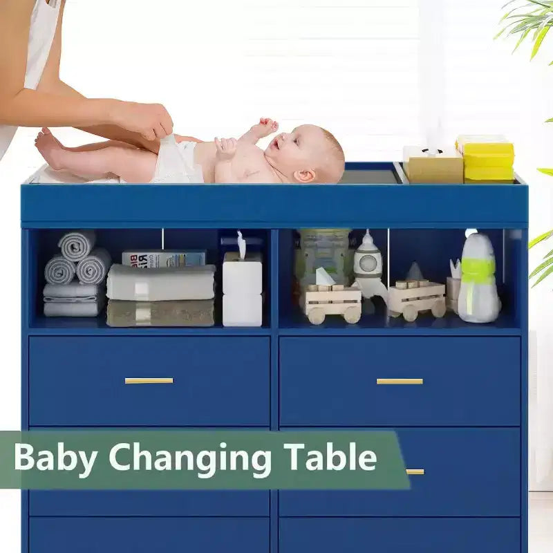 Commode de chambre de bébé avec table à langer et lumières LED, commode de bébé à 6 tiroirs avec ports USB, certifiée anti-basculement