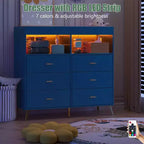 Commode de chambre de bébé avec table à langer et lumières LED, commode de bébé à 6 tiroirs avec ports USB, certifiée anti-basculement