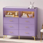 Commode de chambre de bébé avec table à langer et lumières LED, commode de bébé à 6 tiroirs avec ports USB, certifiée anti-basculement
