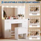 Coiffeuse de maquillage Acekool avec miroir, coiffeuse moderne blanche avec tiroirs et tabouret de rangement, pour chambre à coucher ou appartement