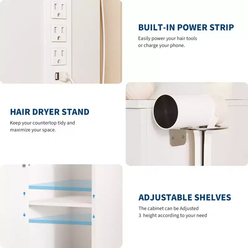 Coiffeuse de maquillage Acekool avec miroir, coiffeuse moderne blanche avec tiroirs et tabouret de rangement, pour chambre à coucher ou appartement