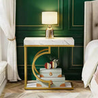 Table d'appoint étroite en C, table de chevet moderne avec cadre en métal