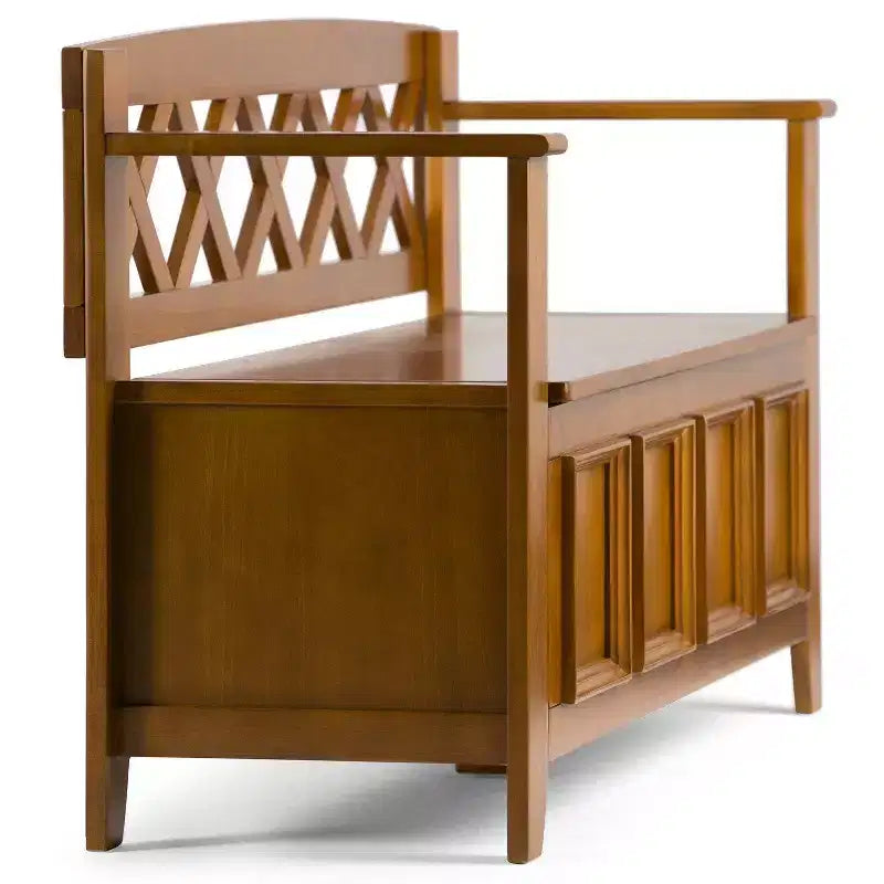 Banc de rangement d'entrée de 48 po en bois massif de style transitionnel Halifax