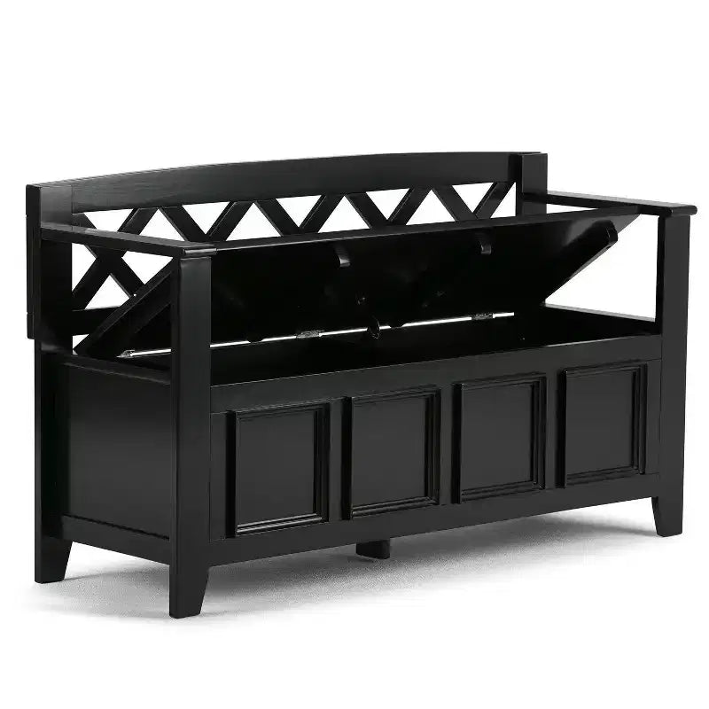 Banc de rangement d'entrée de 48 po en bois massif de style transitionnel Halifax