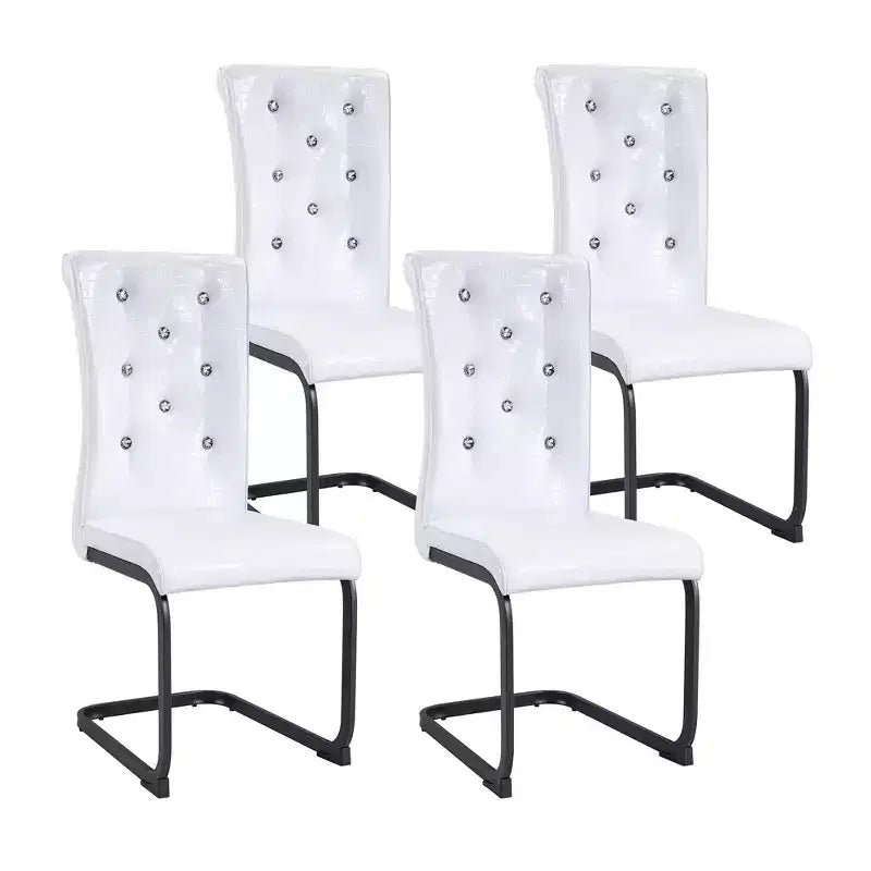 Lot de 2 chaises de salle à manger rétro en similicuir façon peau d'alligator avec pieds en métal noir