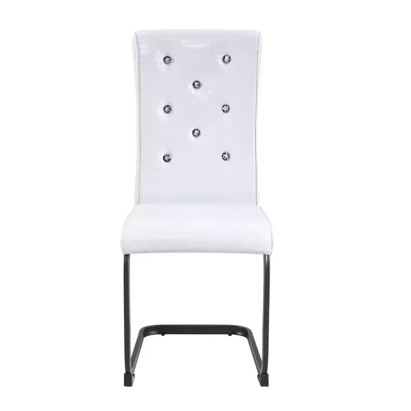 Lot de 2 chaises de salle à manger rétro en similicuir façon peau d'alligator avec pieds en métal noir