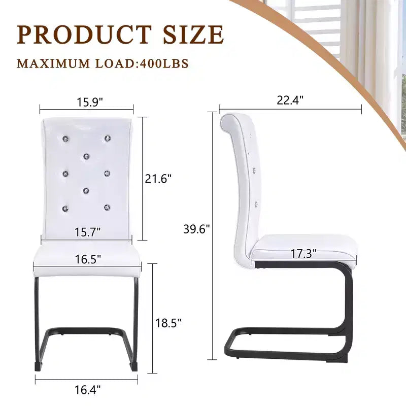 Lot de 2 chaises de salle à manger rétro en similicuir façon peau d'alligator avec pieds en métal noir