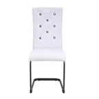 Lot de 4 Chaises de Salle à Manger Rembourrées en Similicuir avec Détails de Boucle en Cristal et Pieds en Métal Durables