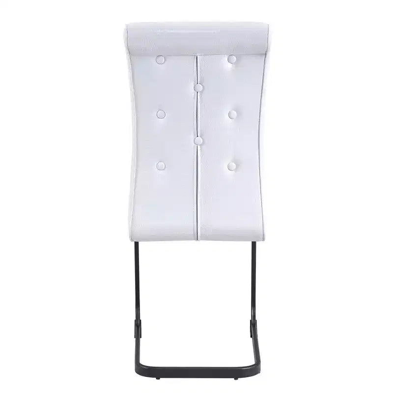 Lot de 4 Chaises de Salle à Manger Rembourrées en Similicuir avec Détails de Boucle en Cristal et Pieds en Métal Durables