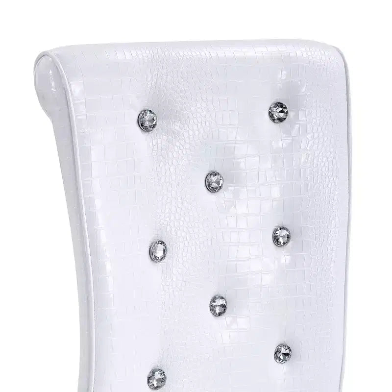 Lot de 4 Chaises de Salle à Manger Rembourrées en Similicuir avec Détails de Boucle en Cristal et Pieds en Métal Durables
