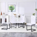 Lot de 4 Chaises de Salle à Manger Rembourrées en Similicuir avec Détails de Boucle en Cristal et Pieds en Métal Durables