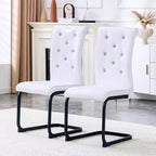 Lot de 4 Chaises de Salle à Manger Rembourrées en Similicuir avec Détails de Boucle en Cristal et Pieds en Métal Durables