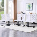 Lot de 4 Chaises de Salle à Manger Rembourrées en Similicuir avec Détails de Boucle en Cristal et Pieds en Métal Durables