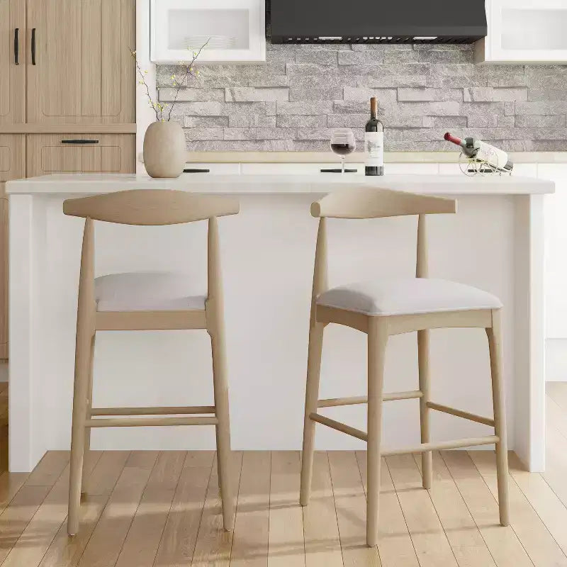 Christopher Knight Home Nyra Tabourets de bar rembourrés en bois d'hévéa de style Mid-Century (Lot de 2)