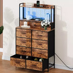 Commode de rangement industrielle à 11 tiroirs pour chambre à coucher, organisateur de rangement en tissu pour chambre, salon, couloir, entrée
