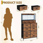 Commode de rangement industrielle à 11 tiroirs pour chambre à coucher, organisateur de rangement en tissu pour chambre, salon, couloir, entrée