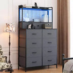 Commode de rangement industrielle à 11 tiroirs pour chambre à coucher, organisateur de rangement en tissu pour chambre, salon, couloir, entrée