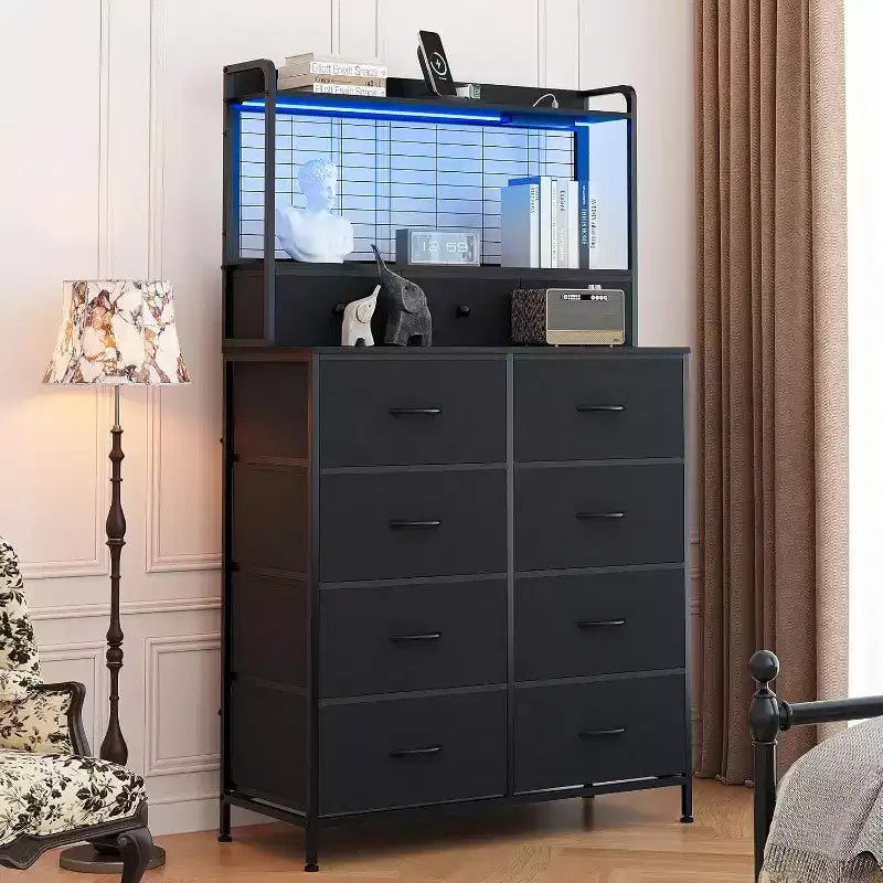 Commode de rangement industrielle à 11 tiroirs pour chambre à coucher, organisateur de rangement en tissu pour chambre, salon, couloir, entrée