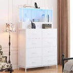 Commode de rangement industrielle à 11 tiroirs pour chambre à coucher, organisateur de rangement en tissu pour chambre, salon, couloir, entrée