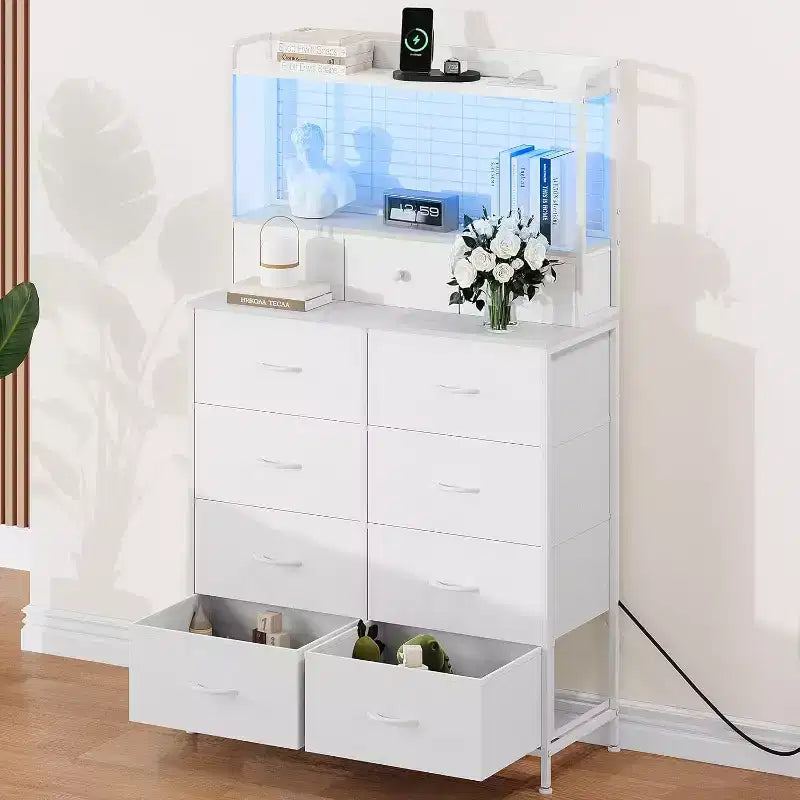 Commode de rangement industrielle à 11 tiroirs pour chambre à coucher, organisateur de rangement en tissu pour chambre, salon, couloir, entrée