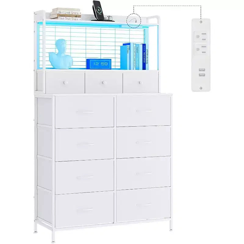 Commode de rangement industrielle à 11 tiroirs pour chambre à coucher, organisateur de rangement en tissu pour chambre, salon, couloir, entrée