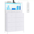 Commode de rangement industrielle à 11 tiroirs pour chambre à coucher, organisateur de rangement en tissu pour chambre, salon, couloir, entrée