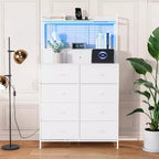 Commode de rangement industrielle à 11 tiroirs pour chambre à coucher, organisateur de rangement en tissu pour chambre, salon, couloir, entrée